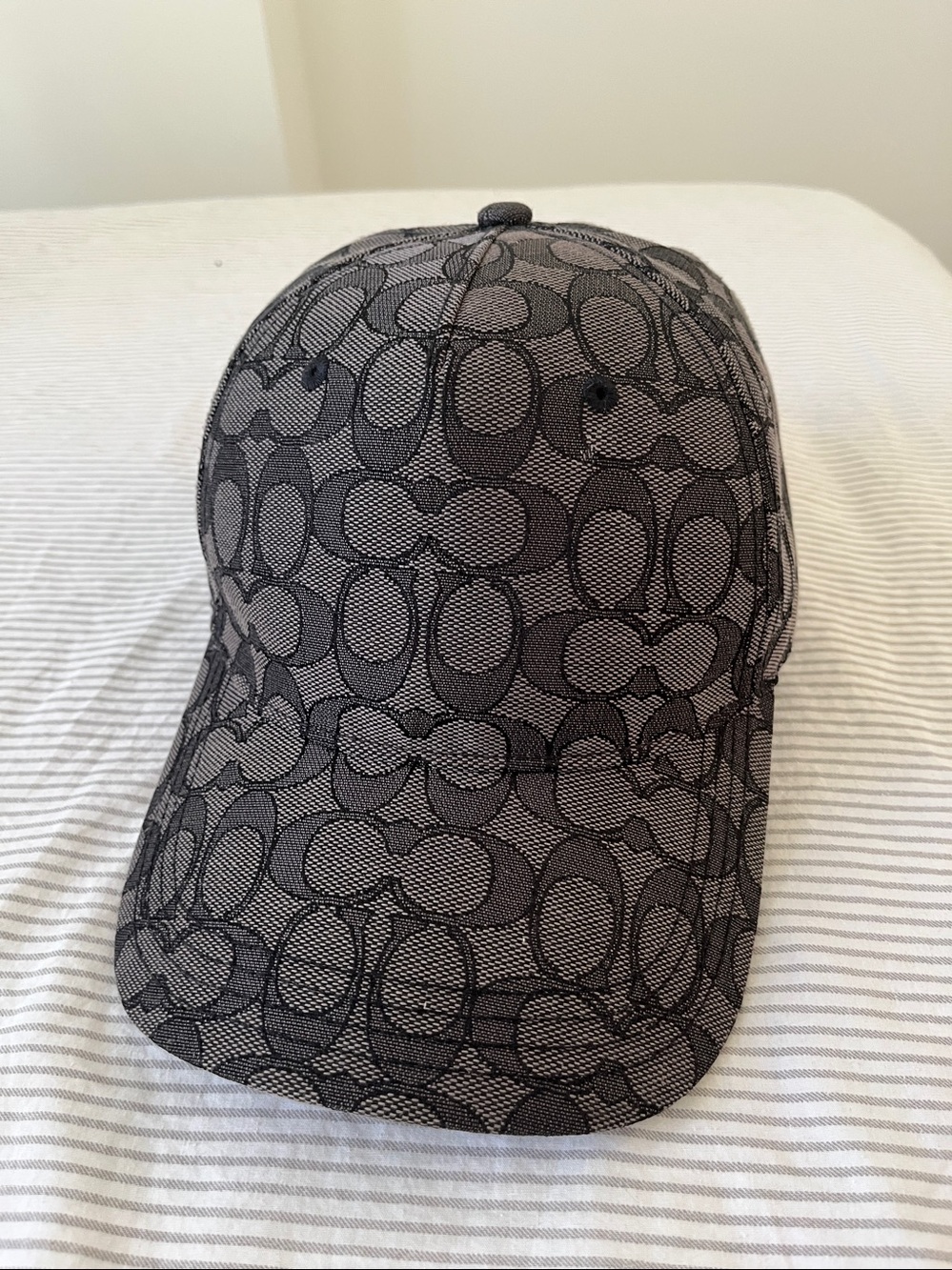 Coach Signature Monogram Baseball Cap in Black and Gray